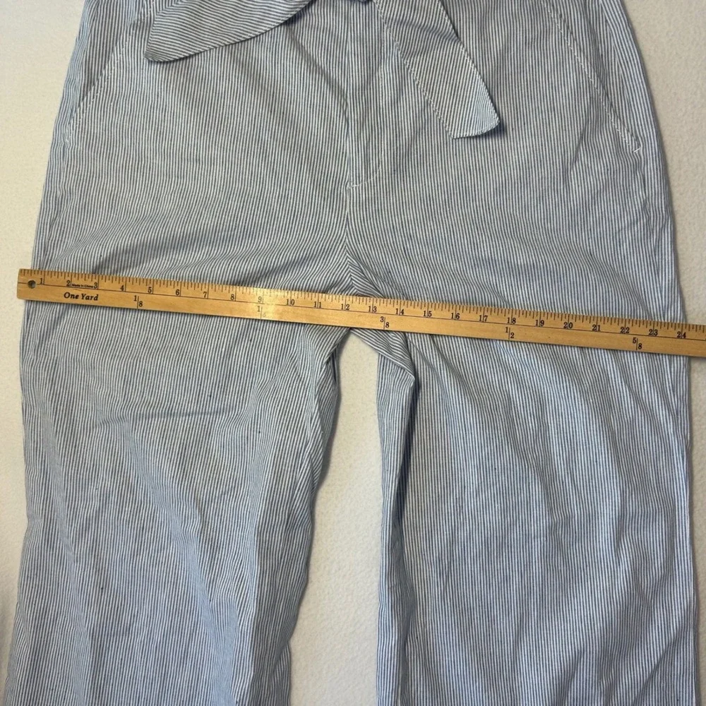 Banana Republic Washable Stretch Linen Wide-Leg Pants Womens 14 Stripe Lagenlook